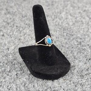 Vintage Sterling Silver 925 Turquoise‎ Ring Size 5.5 Split Shank Southwest Style
